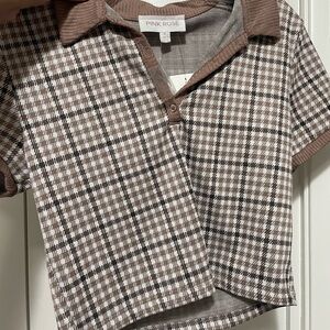 Pink Rose Plaid Skirt Set